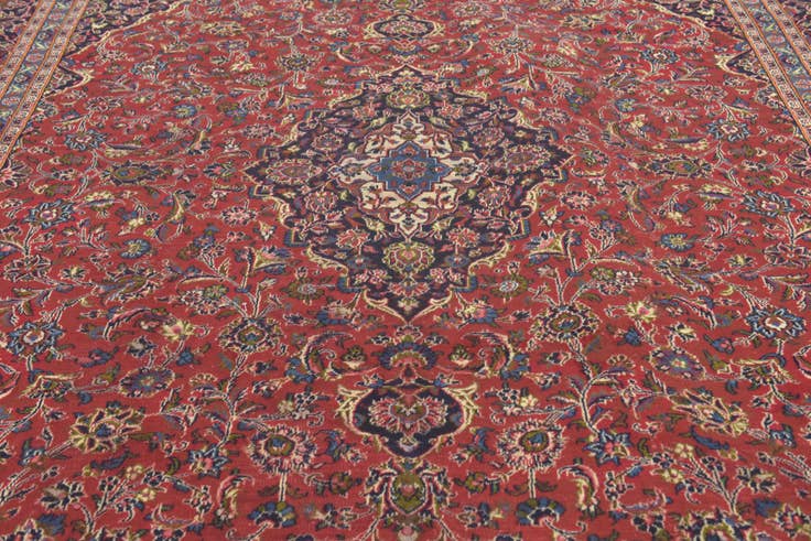 Detail image of 9' 9 x 12' 5 Hand Knotted Mashad Persian Wool Rug