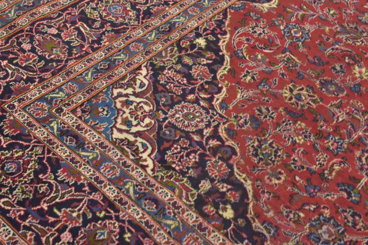 Detail image of 9' 9 x 12' 5 Hand Knotted Mashad Persian Wool Rug