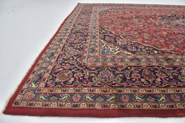 Detail image of 9' 9 x 12' 5 Hand Knotted Mashad Persian Wool Rug
