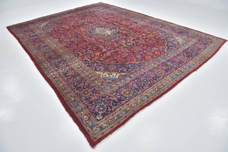 Detail image of 9' 9 x 13' 2 Hand Knotted Mashad Persian Wool Rug