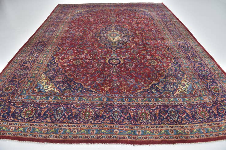 Detail image of 9' 9 x 13' 2 Hand Knotted Mashad Persian Wool Rug