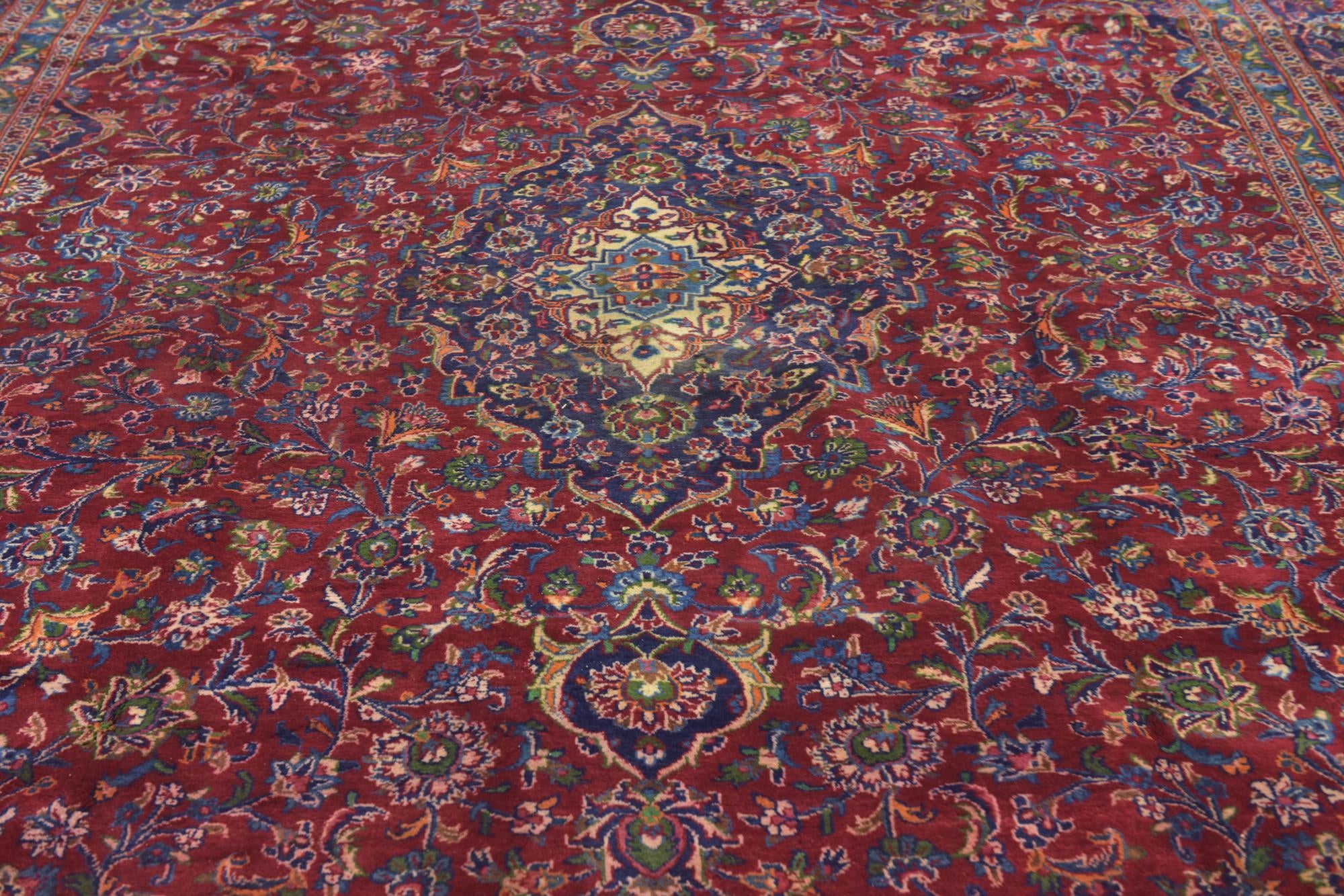 9' 9 x 13' 2 Hand Knotted Mashad Persian Wool Rug