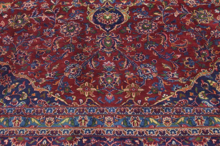 Detail image of 9' 9 x 13' 2 Hand Knotted Mashad Persian Wool Rug