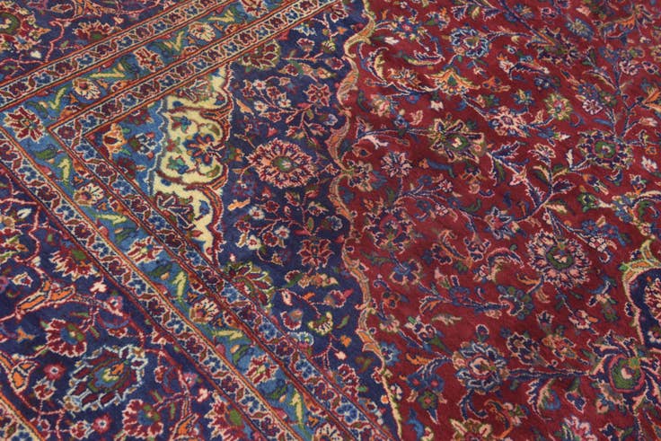 Detail image of 9' 9 x 13' 2 Hand Knotted Mashad Persian Wool Rug