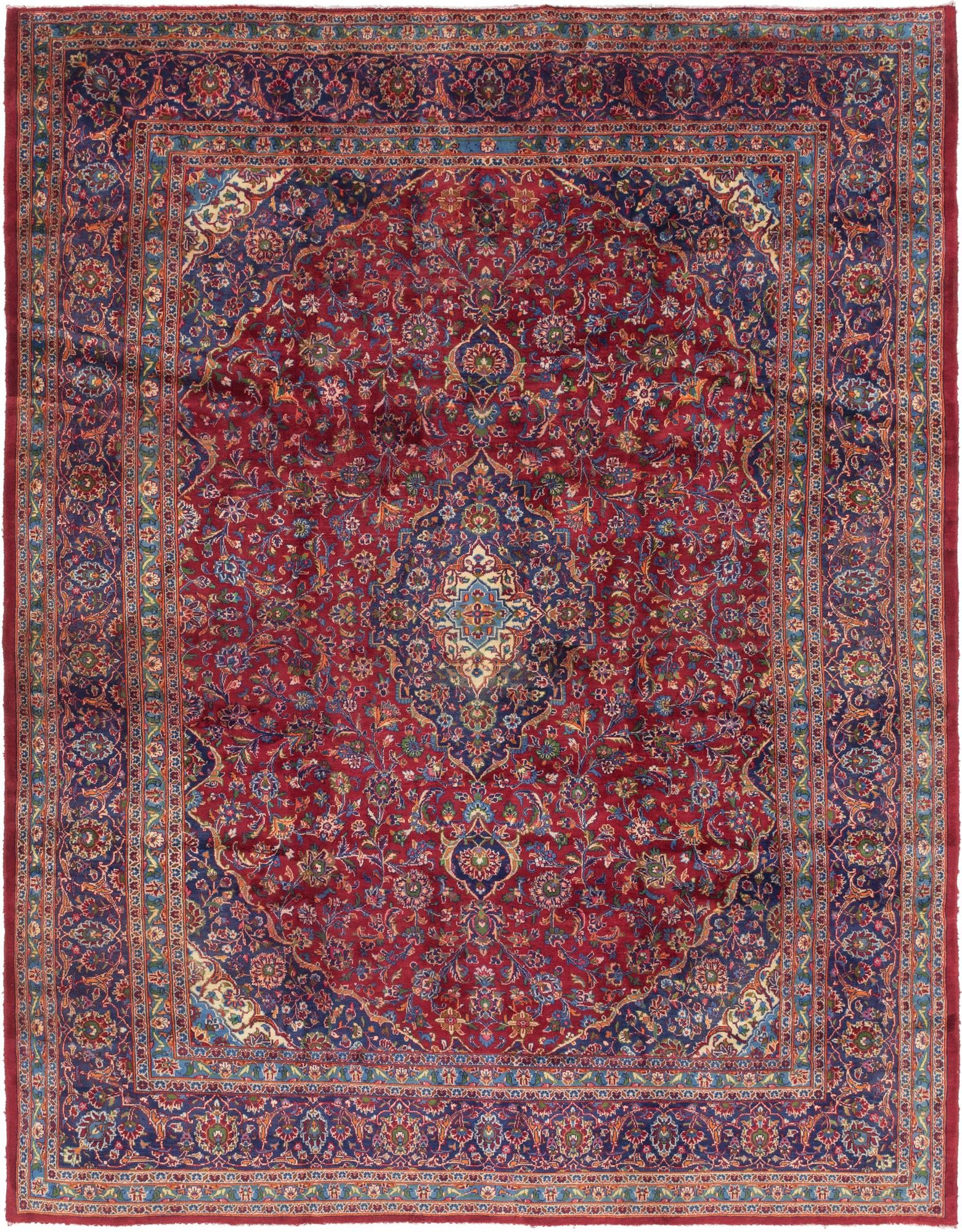 9' 9 x 13' 2 Hand Knotted Mashad Persian Wool Rug