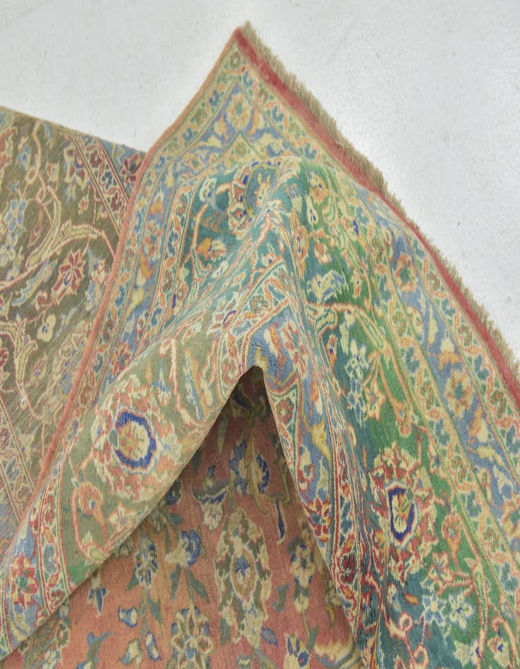 Detail image of 10' 2 x 12' Hand Knotted Mashad Persian Wool Rug