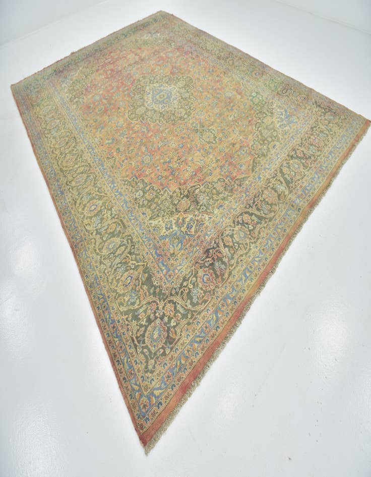 Detail image of 10' 2 x 12' Hand Knotted Mashad Persian Wool Rug