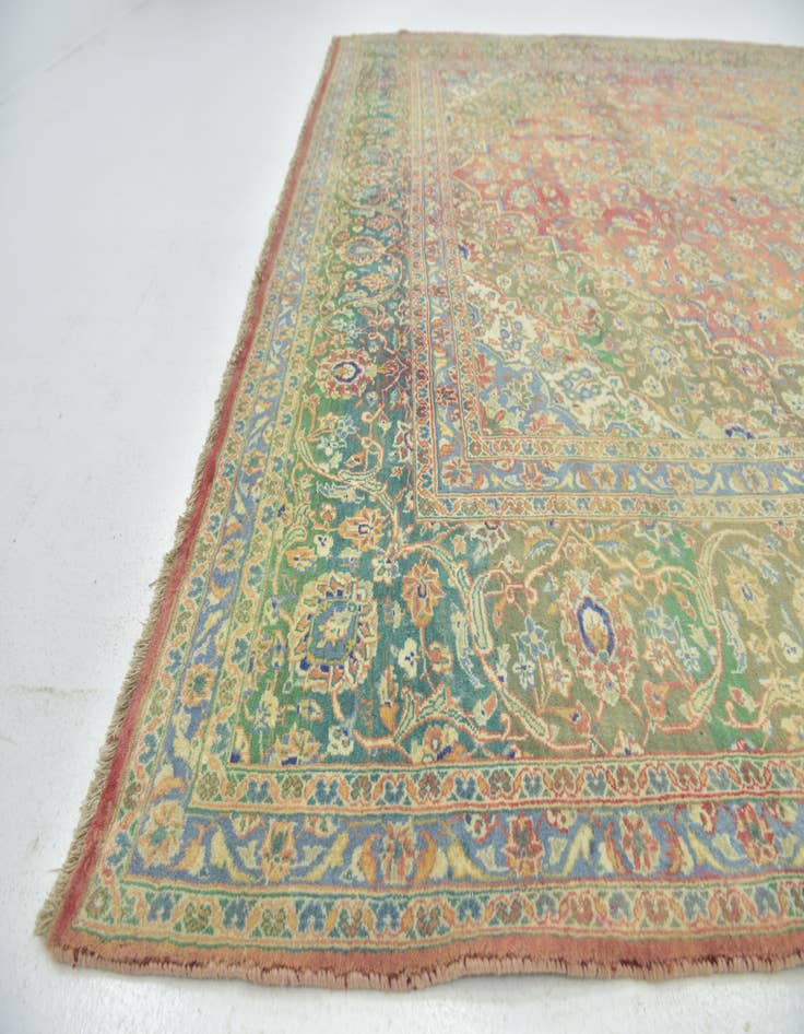 Detail image of 10' 2 x 12' Hand Knotted Mashad Persian Wool Rug