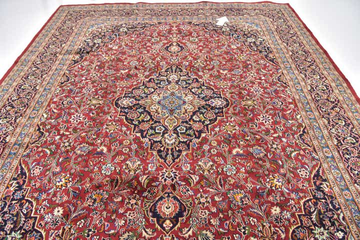 9' 9 x 12' 7 Hand Knotted Mashad Persian Wool Rug