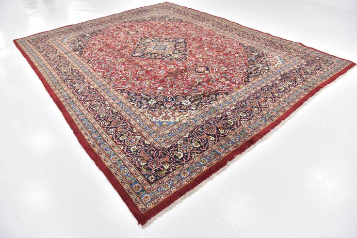 Detail image of 9' 9 x 12' 7 Hand Knotted Mashad Persian Wool Rug