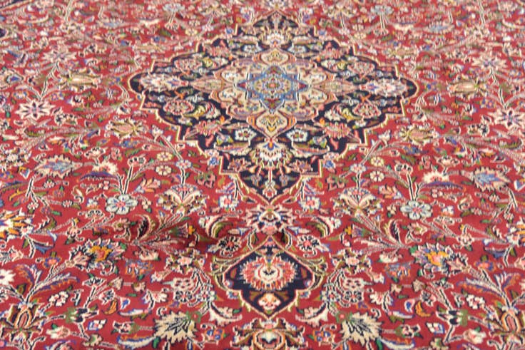 Detail image of 9' 9 x 12' 7 Hand Knotted Mashad Persian Wool Rug