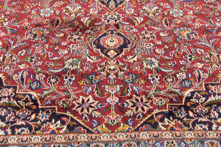 Detail image of 9' 9 x 12' 7 Hand Knotted Mashad Persian Wool Rug