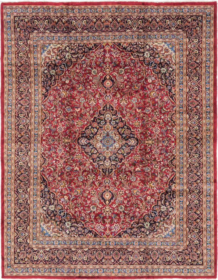 Detail image of 9' 9 x 12' 7 Hand Knotted Mashad Persian Wool Rug