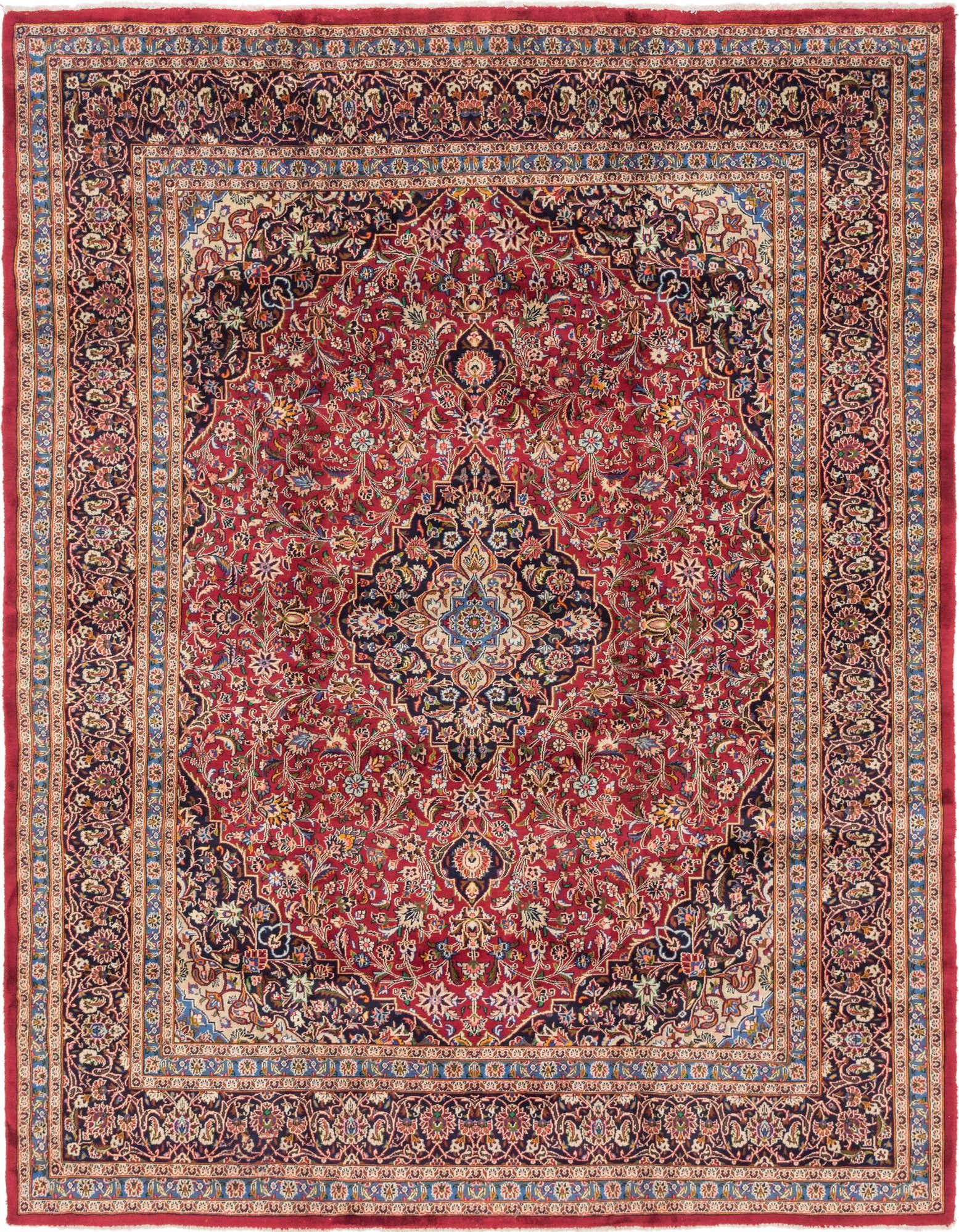 9' 9 x 12' 7 Hand Knotted Mashad Persian Wool Rug