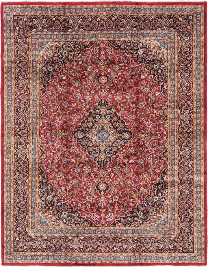 9' 9 x 12' 7 Hand Knotted Mashad Persian Wool Rug