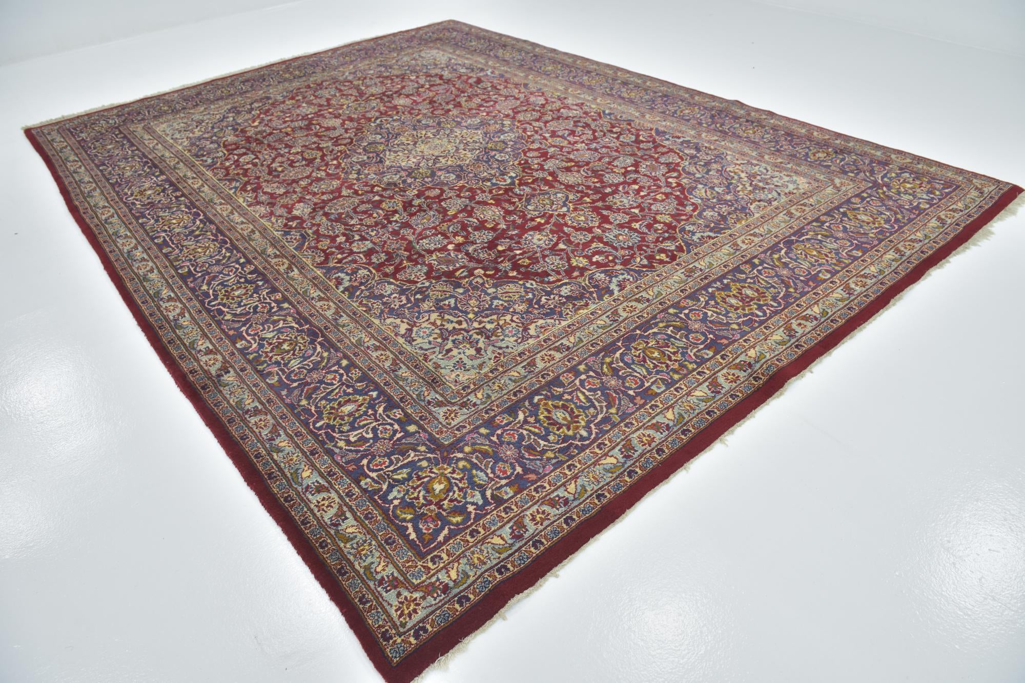 9' 10 x 12' 10 Hand Knotted Mashad Persian Wool Rug