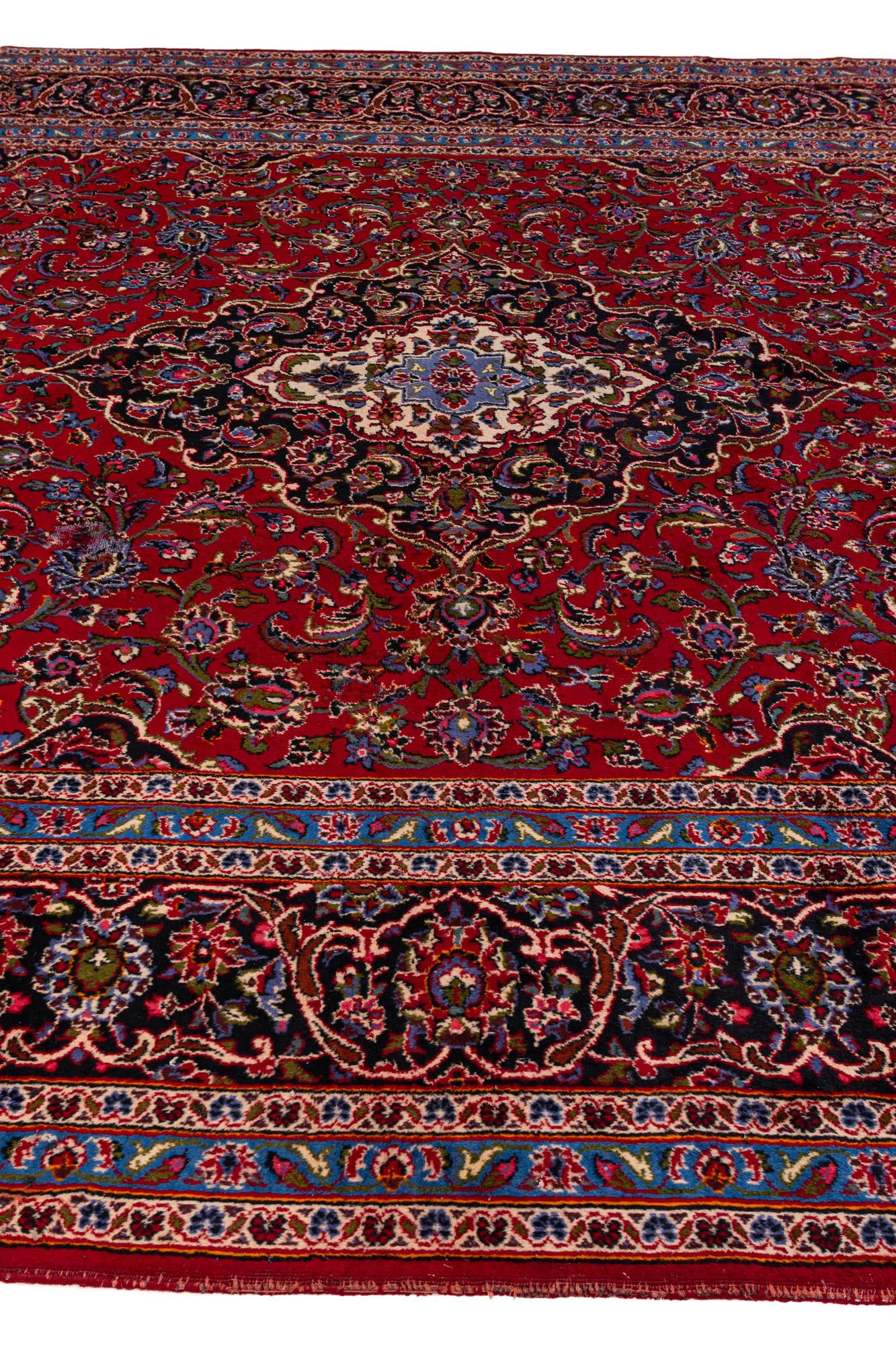 9' 10 x 13' 2 Hand Knotted Mashad Persian Wool Rug