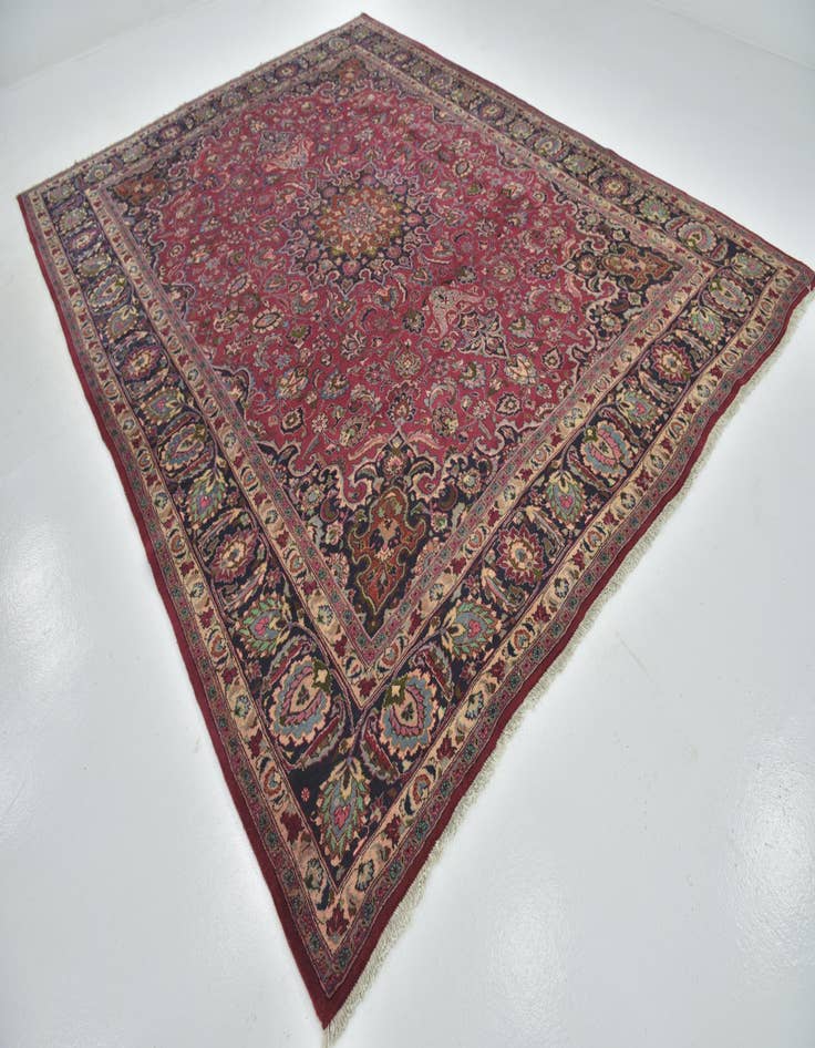 Detail image of 9' 8 x 12' 7 Hand Knotted Mashad Persian Wool Rug