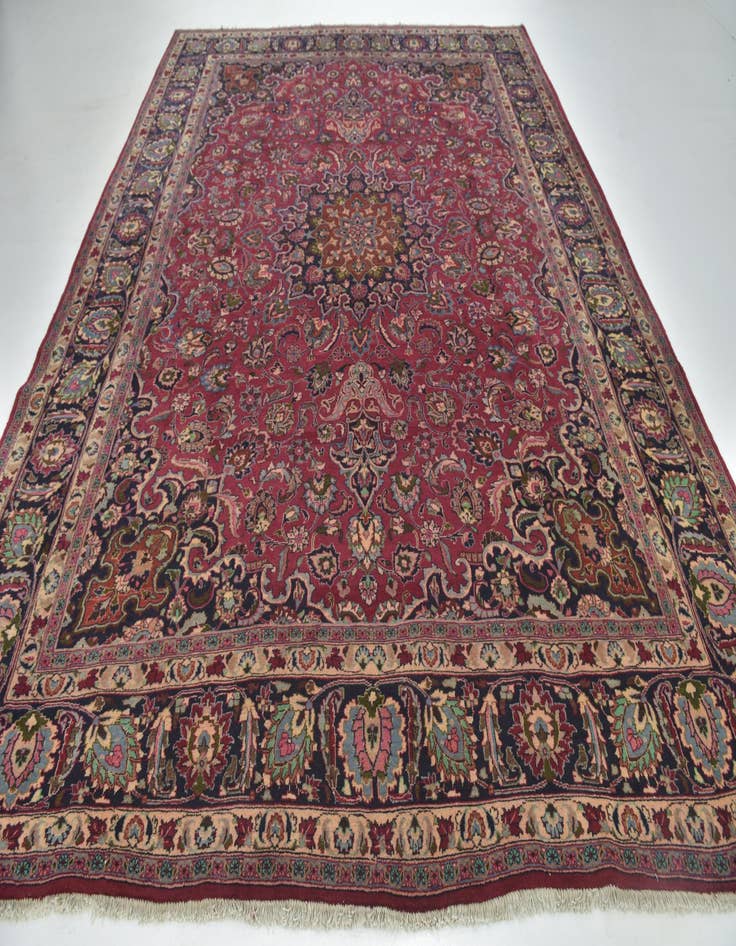 Detail image of 9' 8 x 12' 7 Hand Knotted Mashad Persian Wool Rug