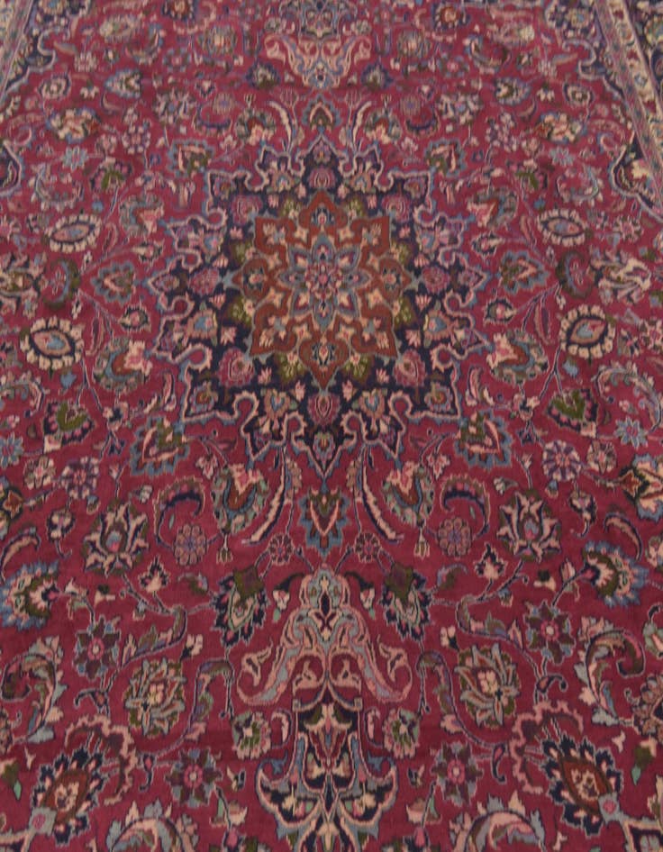Detail image of 9' 8 x 12' 7 Hand Knotted Mashad Persian Wool Rug