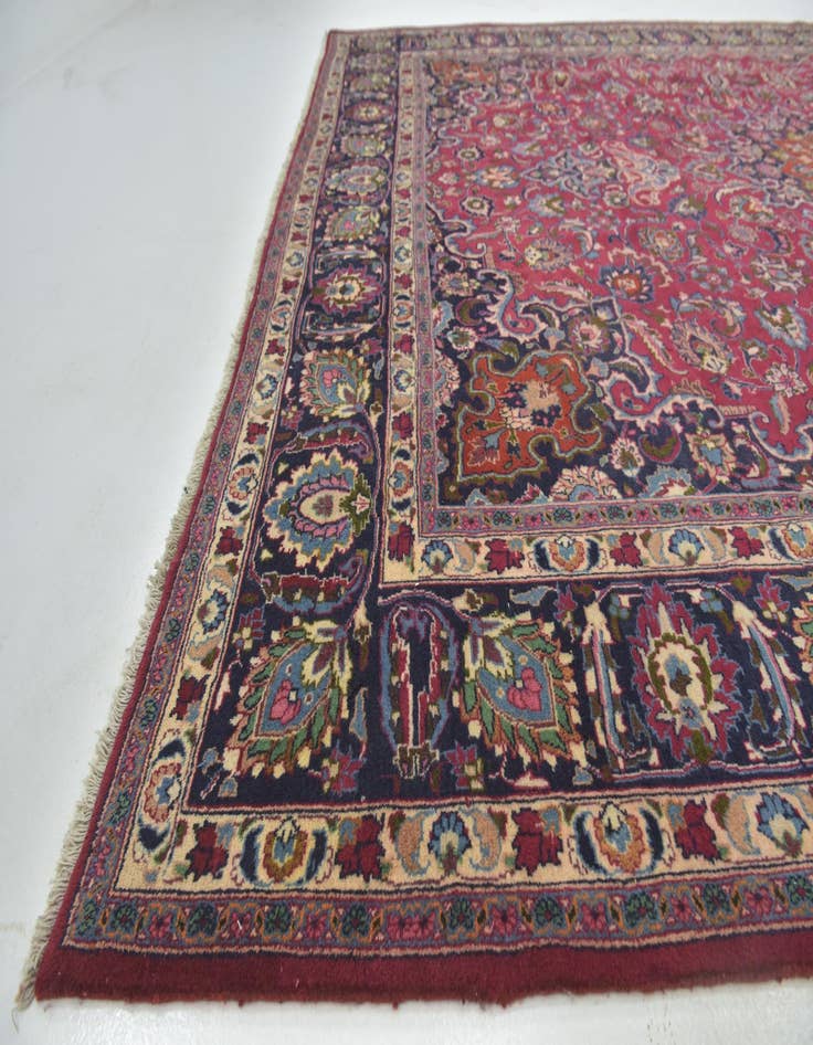 Detail image of 9' 8 x 12' 7 Hand Knotted Mashad Persian Wool Rug