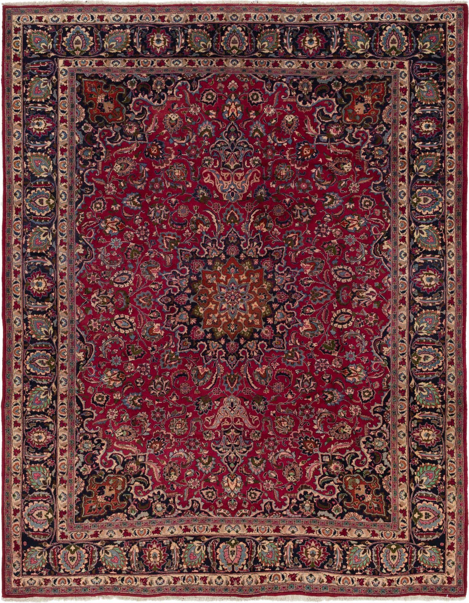 9' 8 x 12' 7 Hand Knotted Mashad Persian Wool Rug