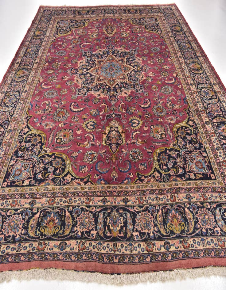 Detail image of 10' x 12' 7 Hand Knotted Mashad Persian Wool Rug