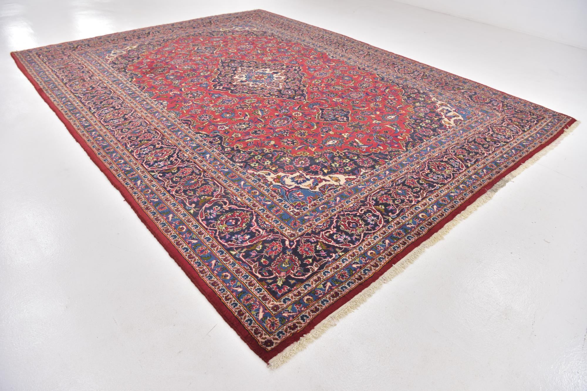 10' x 13' Hand Knotted Mashad Persian Wool Rug