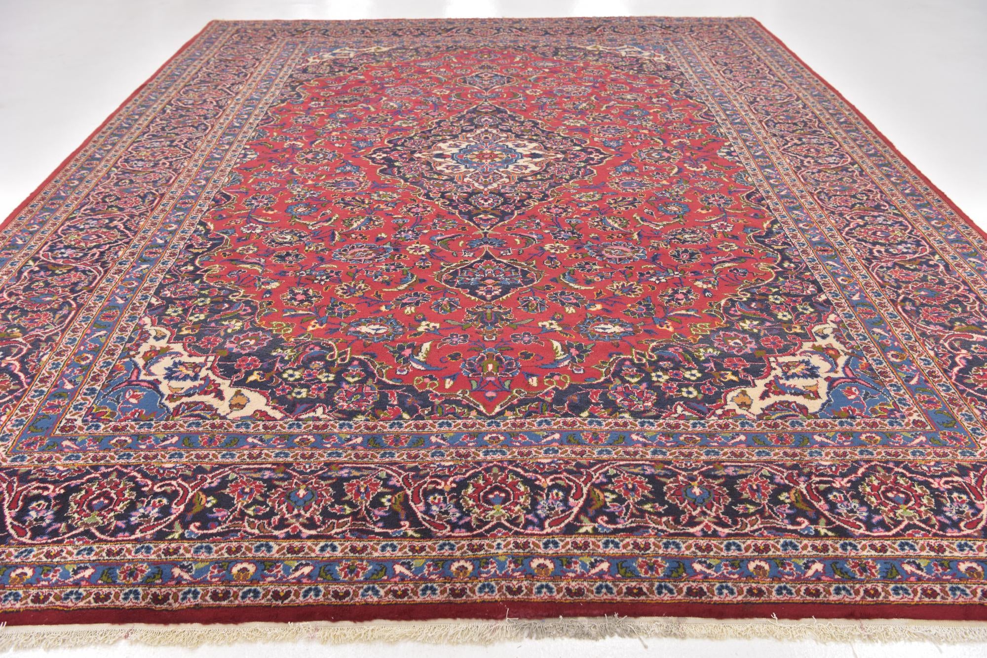 10' x 13' Hand Knotted Mashad Persian Wool Rug