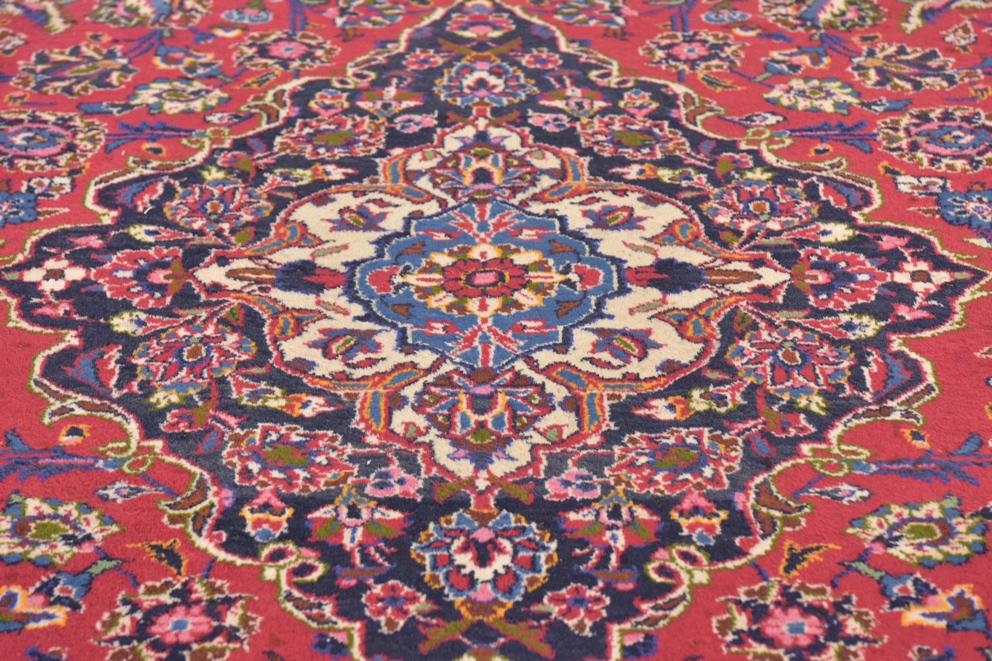 10' x 13' Hand Knotted Mashad Persian Wool Rug
