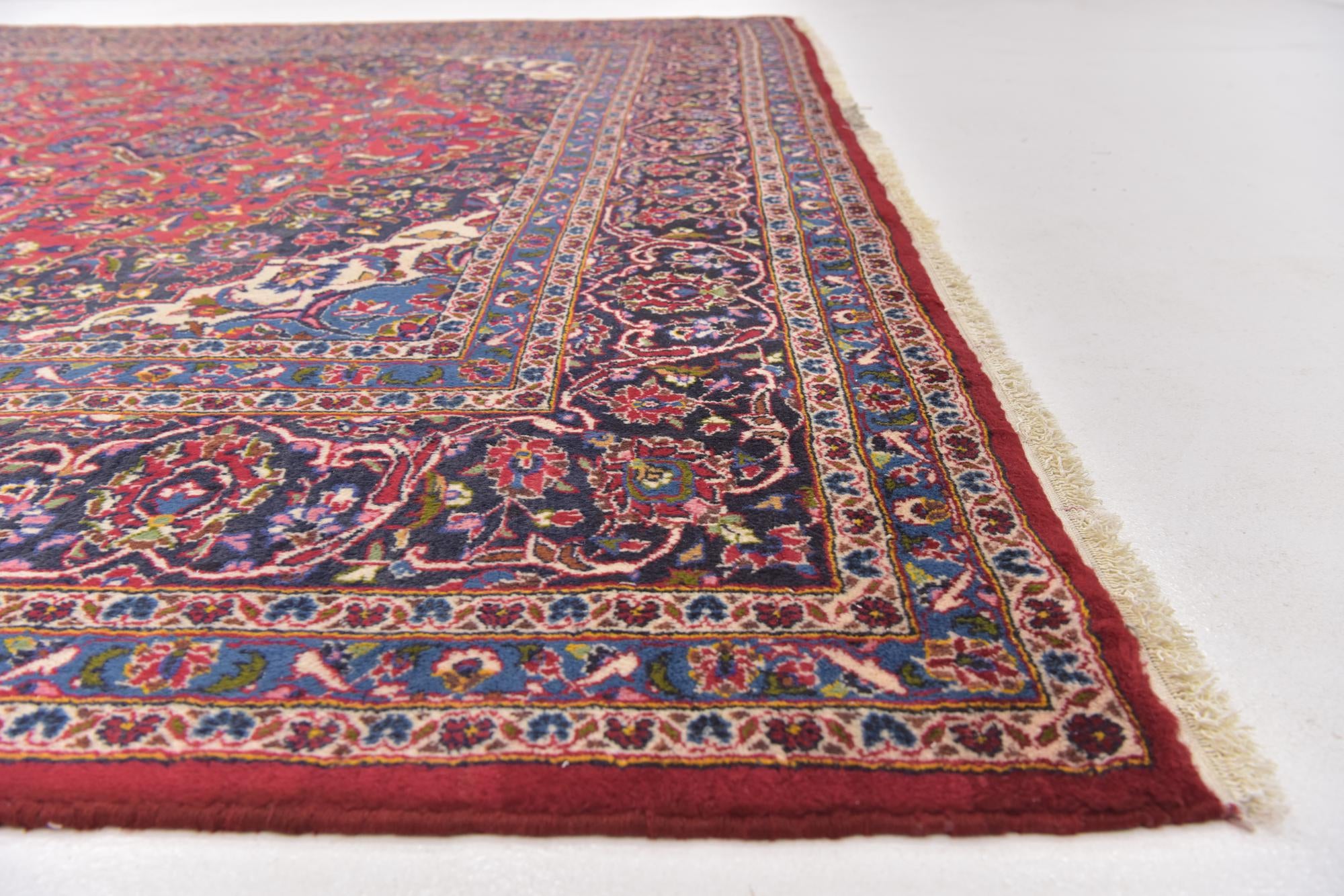 10' x 13' Hand Knotted Mashad Persian Wool Rug