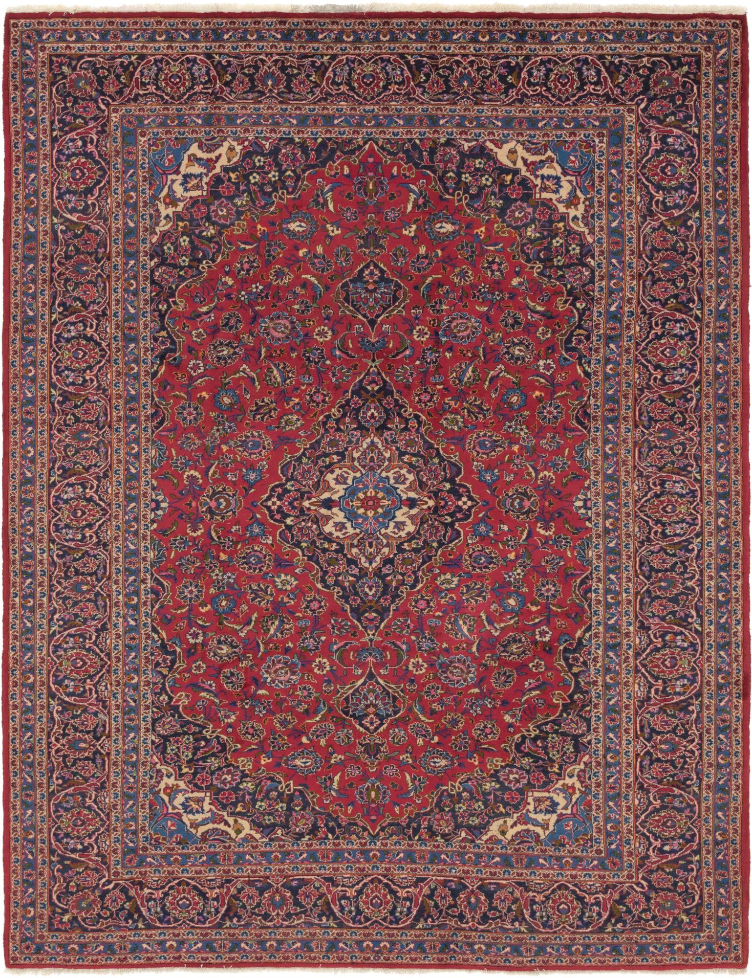 10' x 13' Hand Knotted Mashad Persian Wool Rug