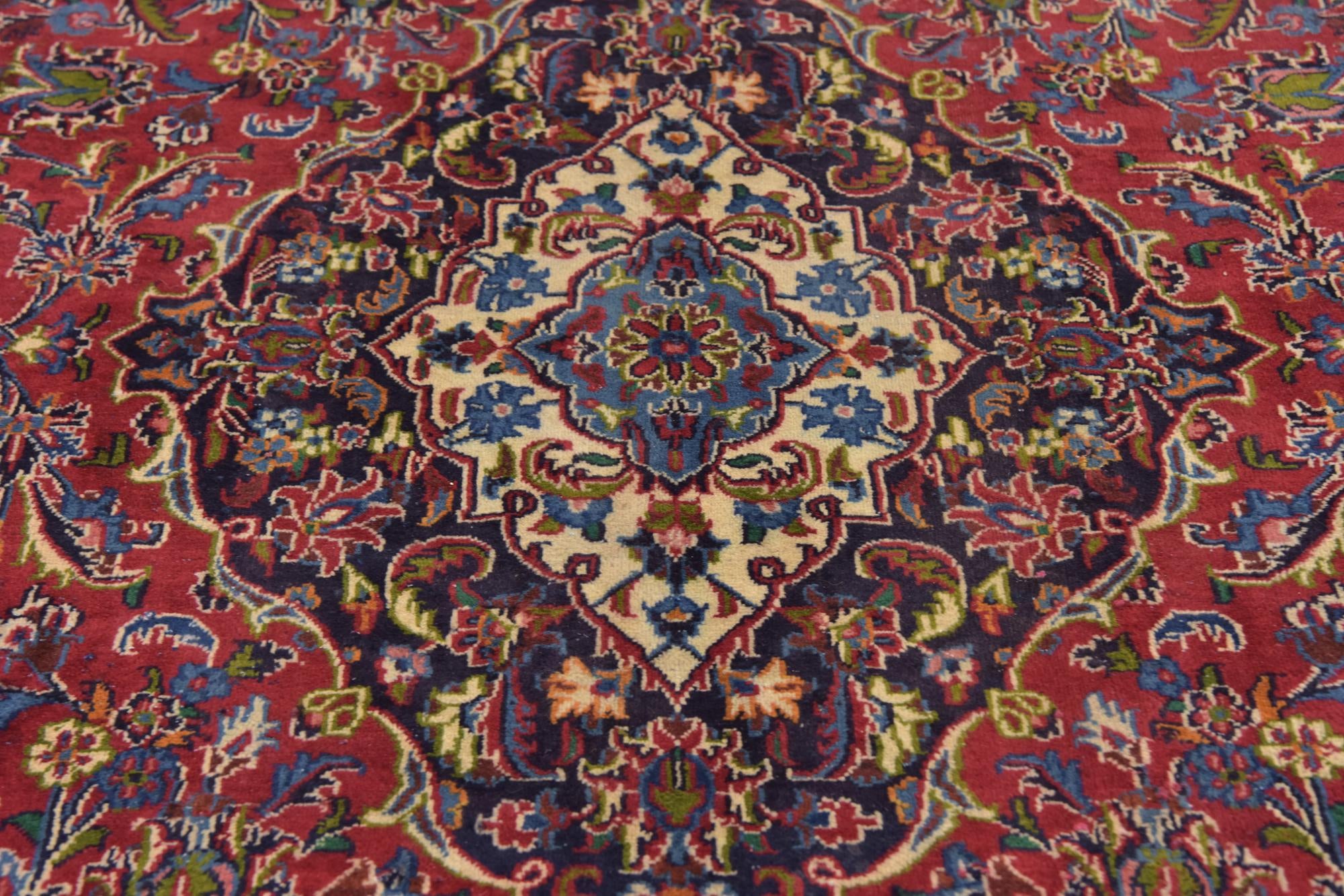 9' 10 x 12' 10 Hand Knotted Mashad Persian Wool Rug