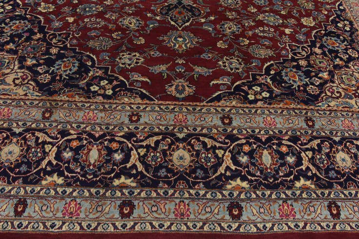 Detail image of 10' x 12' 7 Hand Knotted Mashad Persian Wool Rug