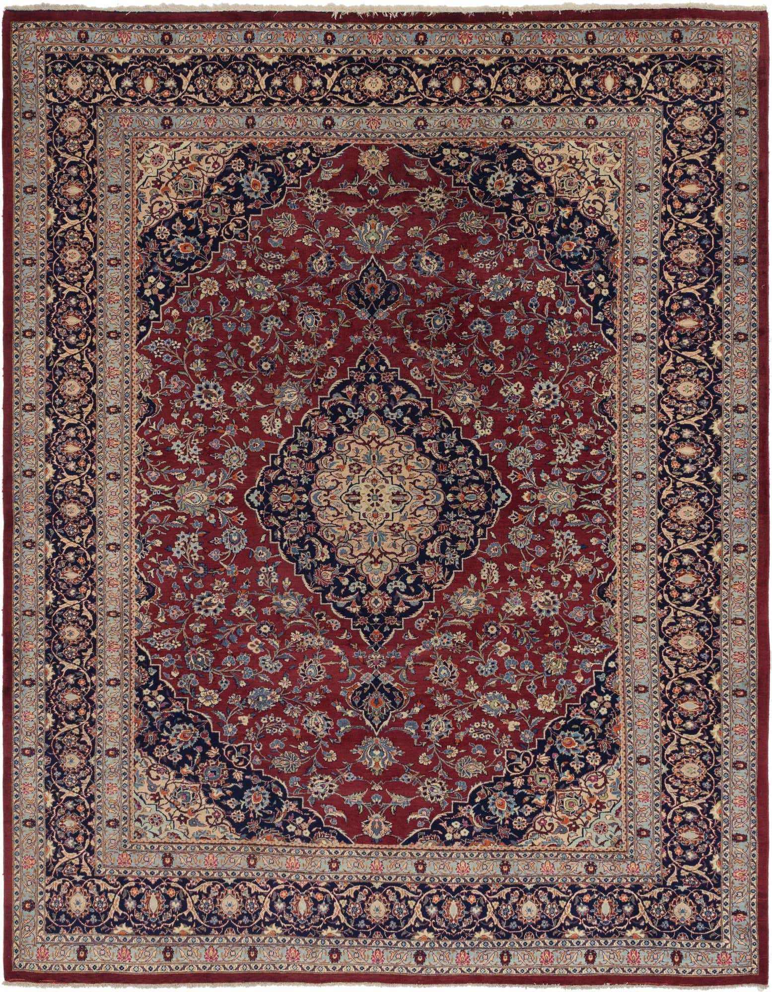 10' x 12' 7 Hand Knotted Mashad Persian Wool Rug