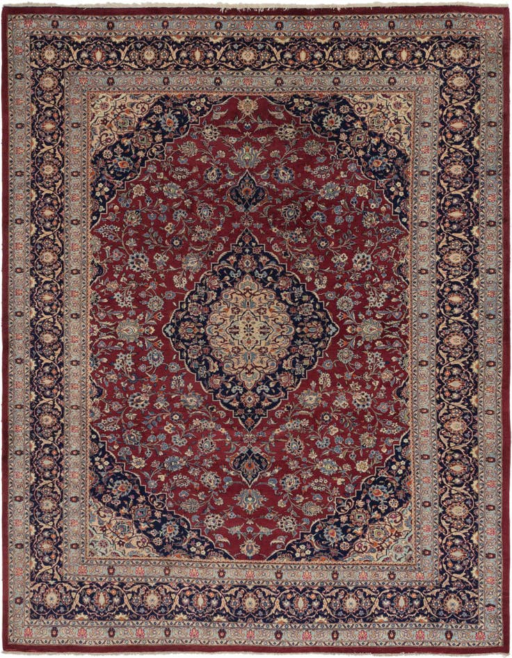 Detail image of 10' x 12' 7 Hand Knotted Mashad Persian Wool Rug