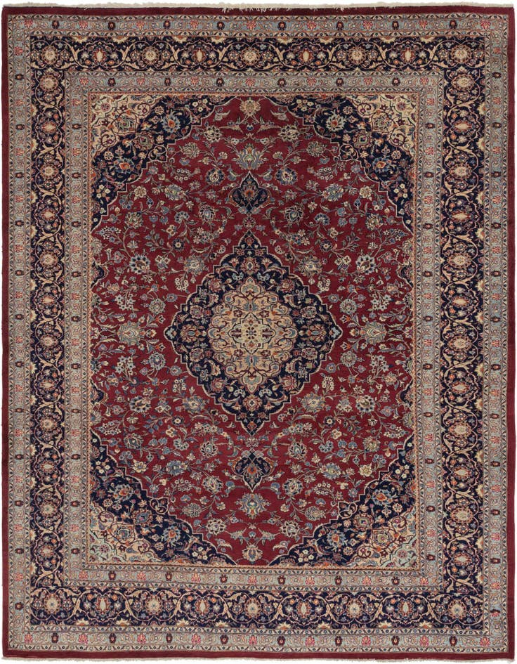Detail image of 10' x 12' 7 Hand Knotted Mashad Persian Wool Rug