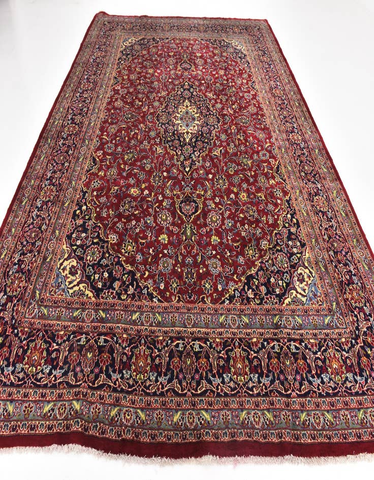 Detail image of 9' 8 x 12' 7 Hand Knotted Mashad Persian Wool Rug