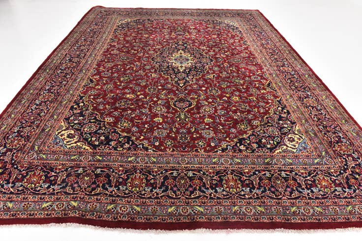 Detail image of 9' 8 x 12' 7 Hand Knotted Mashad Persian Wool Rug