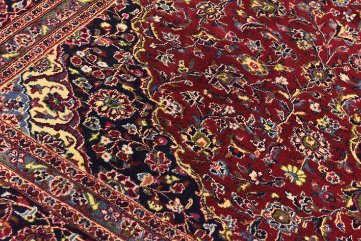 Detail image of 9' 8 x 12' 7 Hand Knotted Mashad Persian Wool Rug