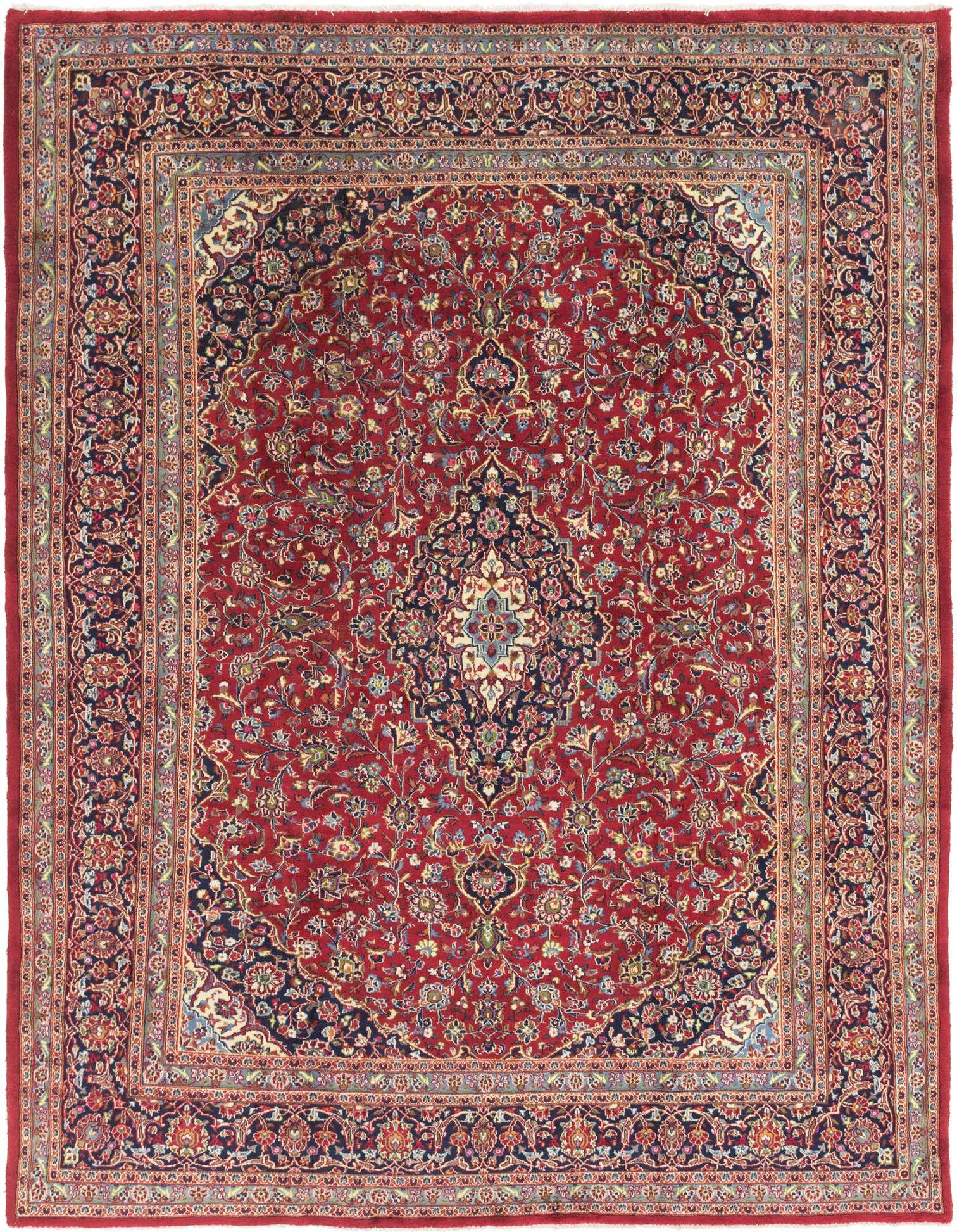 9' 8 x 12' 7 Hand Knotted Mashad Persian Wool Rug