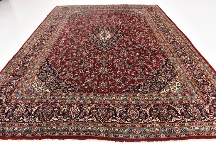 Detail image of 9' 9 x 12' 9 Hand Knotted Mashad Persian Wool Rug