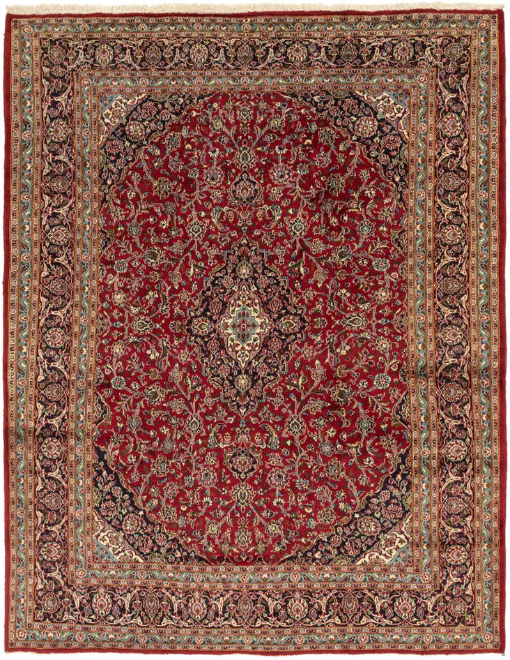 Detail image of 9' 9 x 12' 9 Hand Knotted Mashad Persian Wool Rug