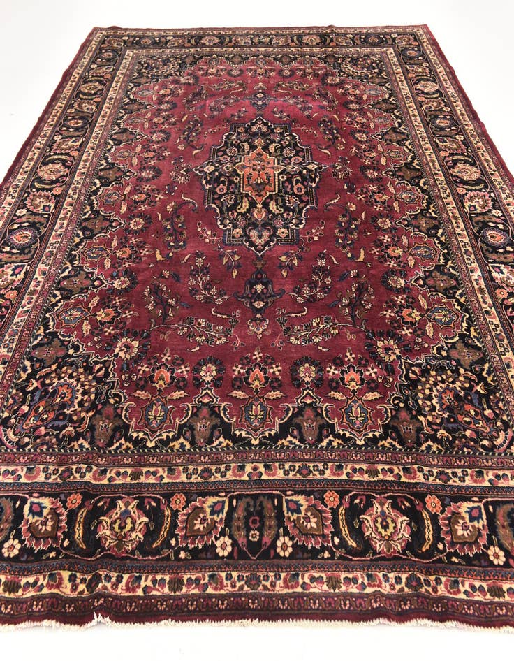Detail image of 9' 9 x 12' 2 Hand Knotted Mashad Persian Wool Rug