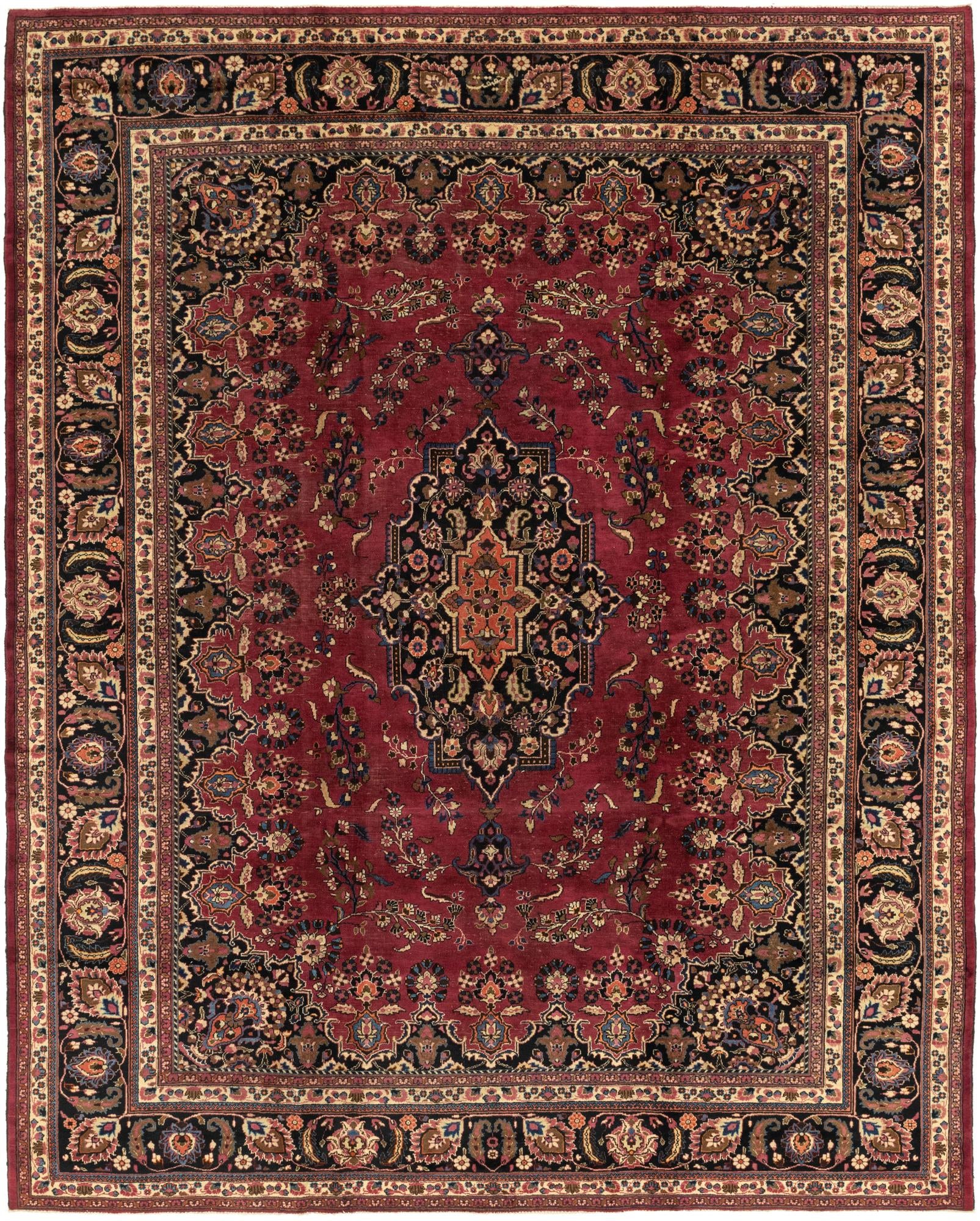 9' 9 x 12' 2 Hand Knotted Mashad Persian Wool Rug