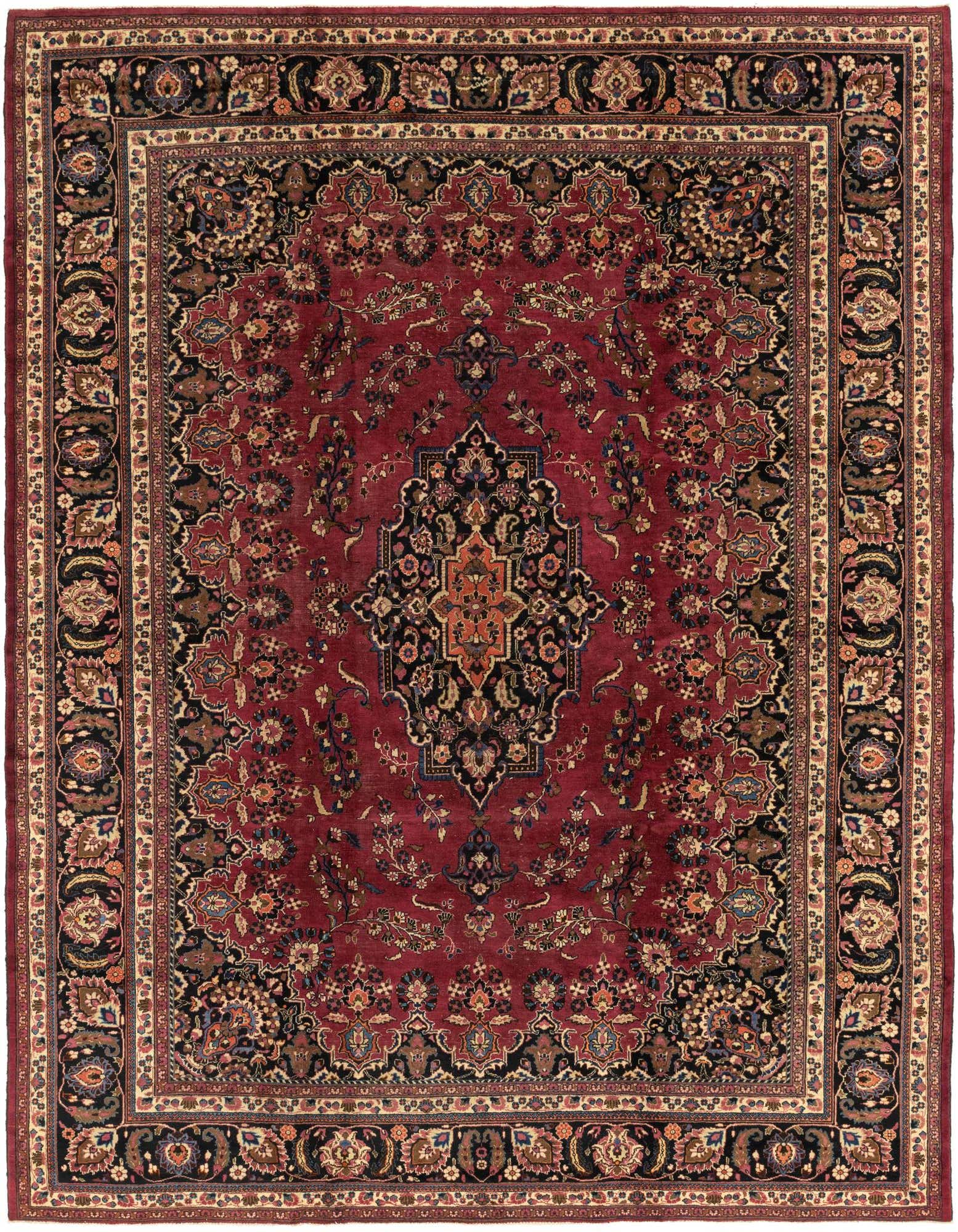 9' 9 x 12' 2 Hand Knotted Mashad Persian Wool Rug