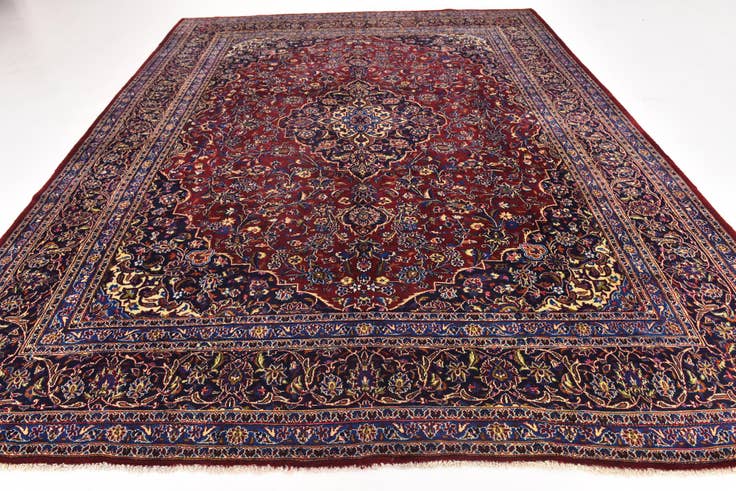 Detail image of 9' 10 x 12' 7 Hand Knotted Mashad Persian Wool Rug