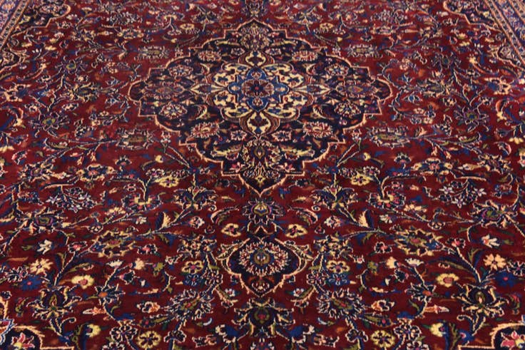 Detail image of 9' 10 x 12' 7 Hand Knotted Mashad Persian Wool Rug