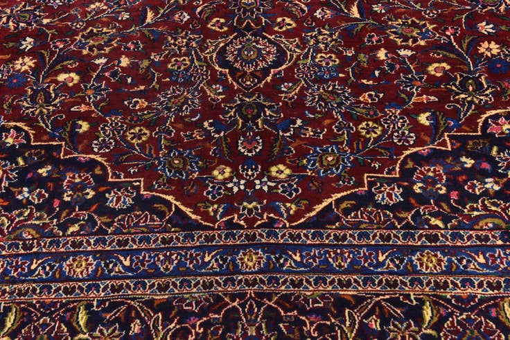 Detail image of 9' 10 x 12' 7 Hand Knotted Mashad Persian Wool Rug