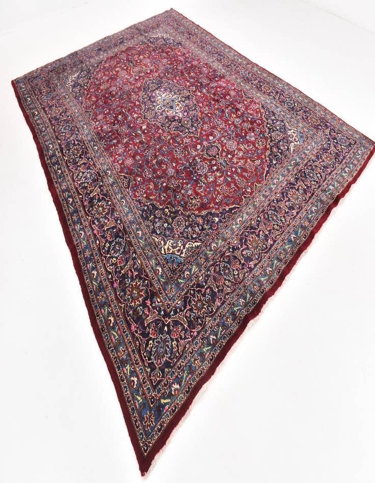 Detail image of 9' 7 x 12' 3 Hand Knotted Mashad Persian Wool Rug